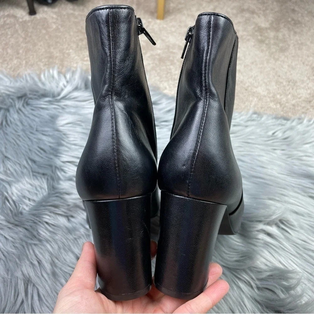 David Tate Alison Black Leather Almond Toe Heeled Booties